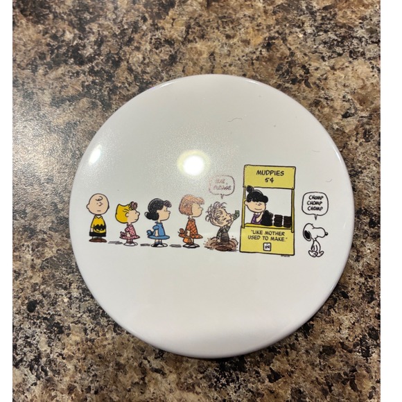 Peanuts Jewelry - Peanuts Snoopy Charlie Brown Mudpies 5c Comic Strip Pinback Button 3 Inch Large